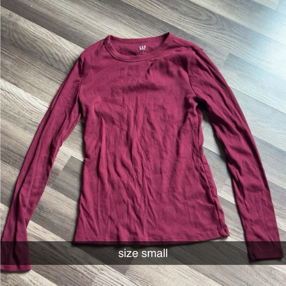 GAP Red Long Sleeve Fitted Ribbed Tee